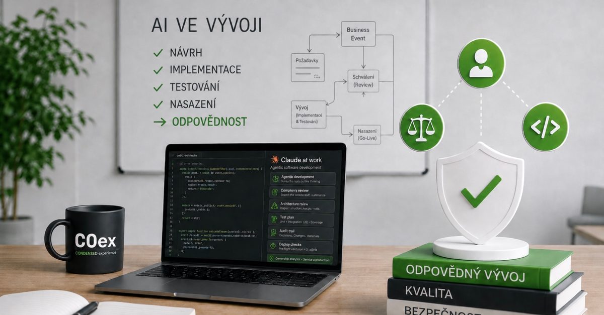 AI zlevňuje výrobu kódu. Odpovědnost za software zůstává na firmě